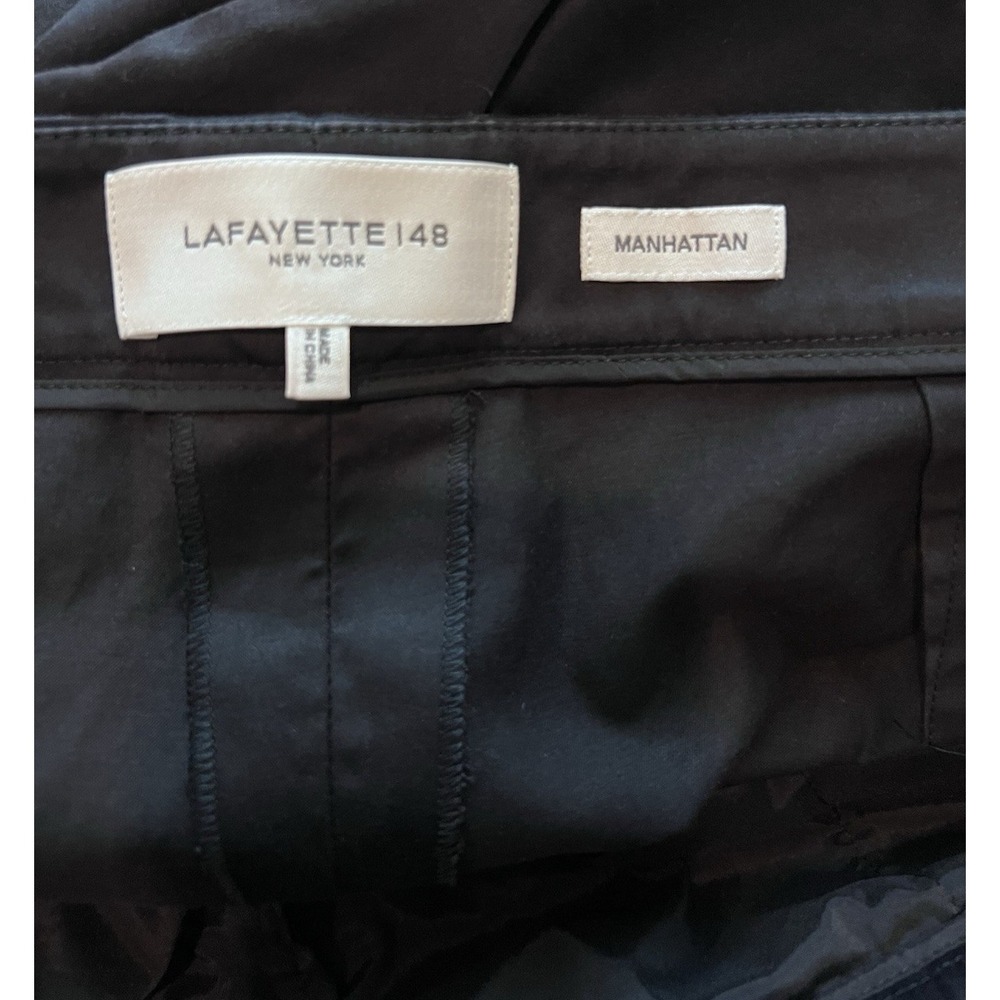Lafayette 148 New York Manhattan Black Cropped Wide Leg Dress Pants 14 Old Money